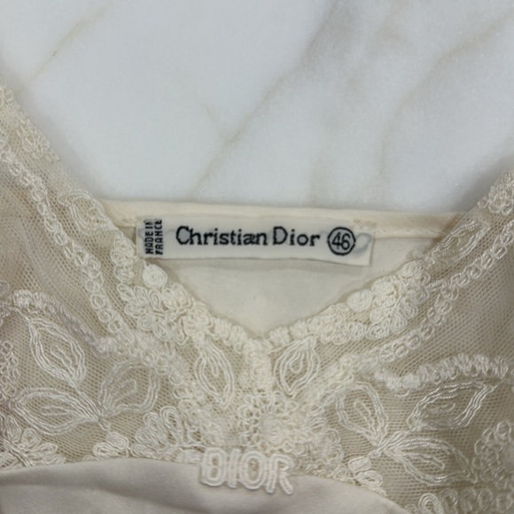 Vintage Christian Dior Lingerie Top/Short Night Dress Lace Cream - Picture 5 of 5